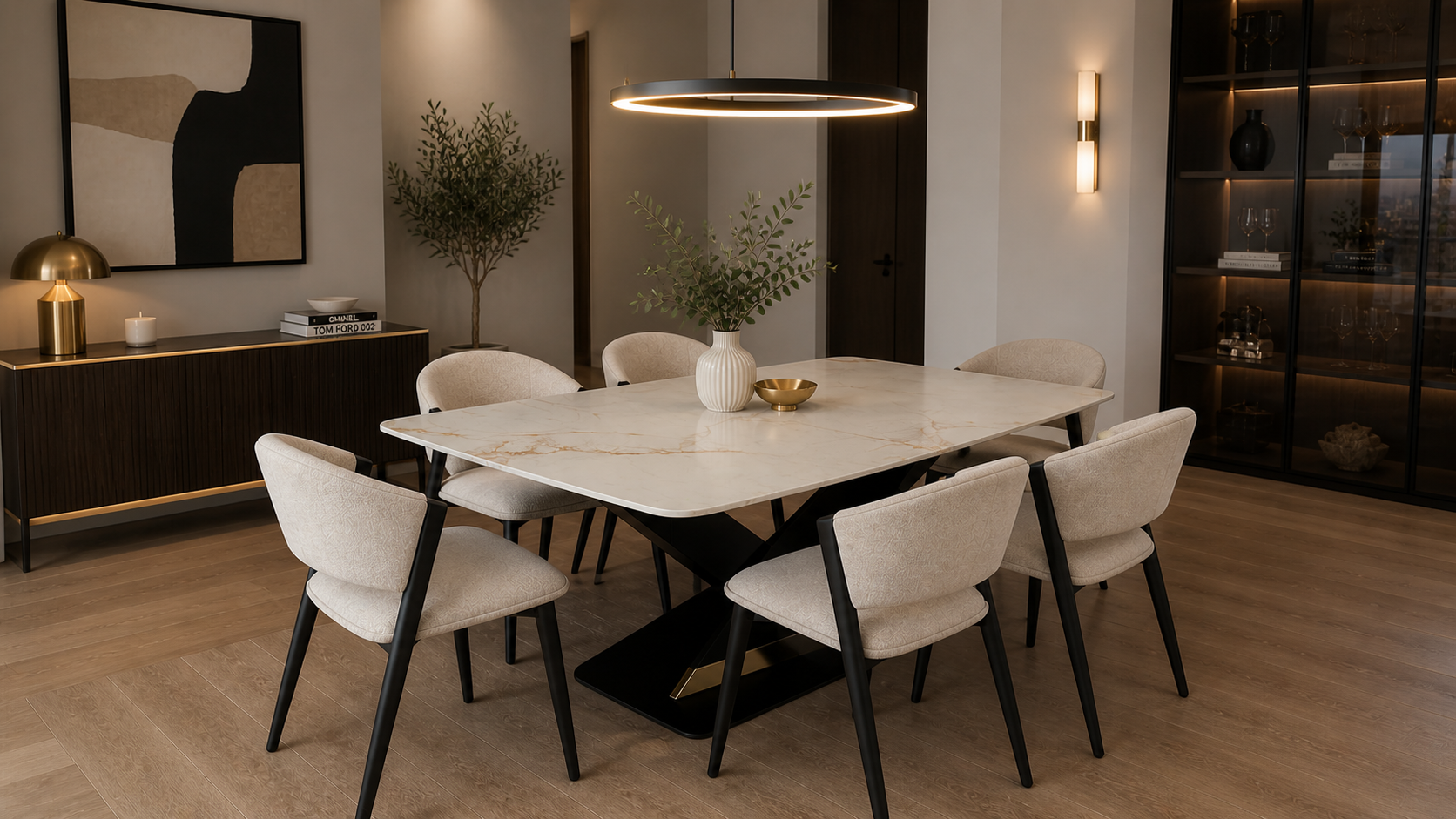 Mesa comedor con estructura en V